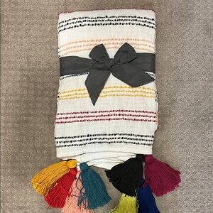 NEW! Colorful Striped Throw Blanket with Tassels